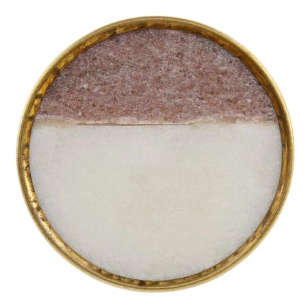 Pink White Stone Brass Plated Dresser Knobs